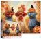 Adults Beginners 1000 Piece Roosters Puzzle Halloween Sunglasses Straw Hat Pumpkins Spiders Autumn Field Twilight Jack O Lanterns Black Cats Watercolor 27x20 Inches