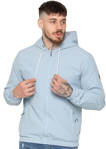 989Zé ENZO Mens Jacket Lightweight Water Resistant Full Zip Casual Coat with Hood and Pockets