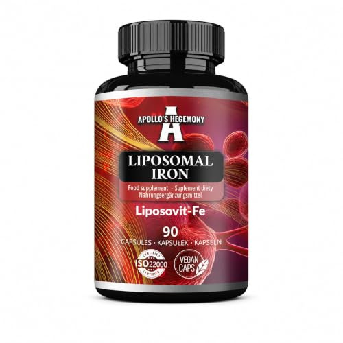 Liposomalt järn 20 mg – 90 veganska kapslar – Järn med hög absorption med Liposovit®-Fe – Stödjer kognitiva funktioner – 3 månaders förråd – Från Apollo's Hegemony