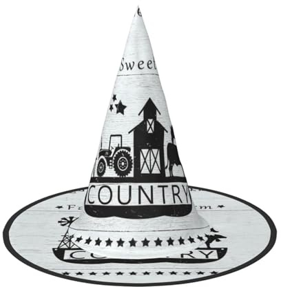 DDSFvbv Farm Houses Windmill Tractor Halloween Party Hat, Witch Hat, Cosplay Accessory, Fancy Dress, Holiday Decorations, One Size