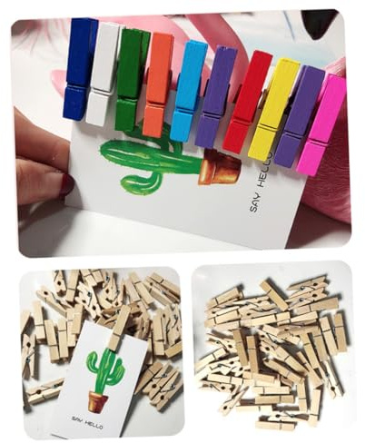 ABOOFAN 30 Stück Mini Holzklammern Naturfarbe Multifunktionale Fotoklammern Papier Nachricht Clips Kleine Holzwäscheklammern für Basteln Dekoration Bilder Aufhängen Fototafel Klammern