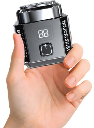 Robofun Mini Rasierer Elektrischer Herren mit LED-Anzeige, 2 in 1 Professionelles Barttrimmer und Nasenhaartrimmer, IPX7 Nass-Trockenrasierer, 60 Min. kabellose Laufzeit - Schwarz