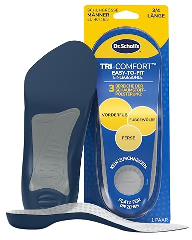 Dr. Scholl’s 3/4 Einlegesohlen für Herren, Ganztageskomfort für Fußballen, Fußgewölbe & Ferse, Schuheinleger mit Flexispring-Fußgewölbeunterstützung & Weicher Schaumstoffpolsterung, Größe 40-46.5
