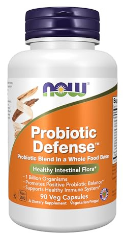 NOW Foods Supplements, Probiotic Defense, Probiotic Blend in a Whole Food Base with 1 Billion Organisms, 90 Veg Capsules