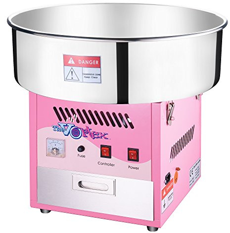 Cotton Candy Machine – 1000W Vortex Floss Maker with Stainless-Steel Pan - Uses Sugar or Hard Candy for Party Treat by Great Northern Popcorn (Pink)