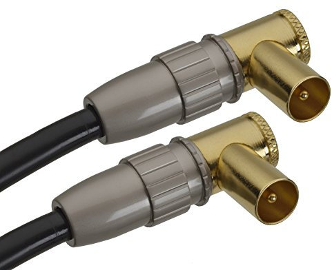aricona cavo antenna HDTV con spina angolare a 90° - cavo coassiale audio con adattatore per ricevitore e TV / 5 metri