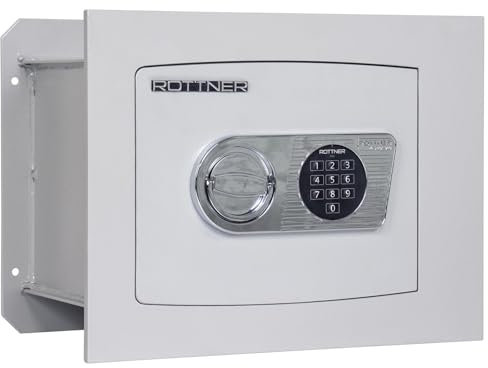 Rottner Delta 30 Wandtresor EN1 Elektronikschloss inkl. 9 Volt Batterie bedingter Feuerschutz 1 Fachboden Tresor inkl. Befestigungsmaterial