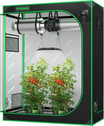 VIVOSUN S425 Tienda de Cultivo 4x2, Mylar Altamente Reflectante de 48 x 24 x 60 Pulgadas con Ventana de Observación y Bandeja de Piso para Plantas Hidropónicas de Interior para VS2000