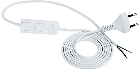 Anschlussleitung Zuleitung Euro-Stecker Netzkabel Stromkabel 2-polig mit Schalter (3.0 Meter, Weiss)