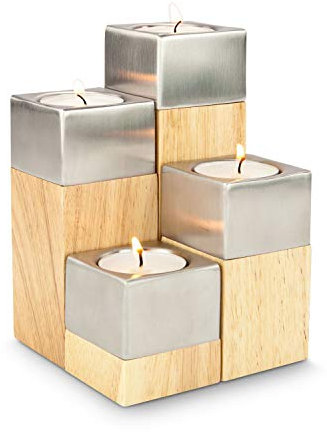 ROMINOX Geschenkartikel 4er Teelicht-Set // Luce – Vier Teelichthalter in modernem Design, flexibel kombinierbar und ganzjährig einsetzbar, unkonventioneller Adventskranz für Advent und Weihnachten