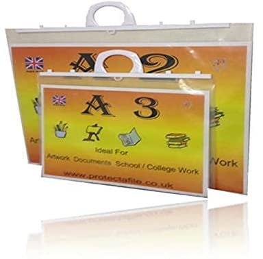 PROTECTAFILE A2 Clear Foolscap Art Portfolio Folio Folder Flat Carry Case + Handle Project Bag (A2)- Organize, Protect, and Showcase Your Creative Work
