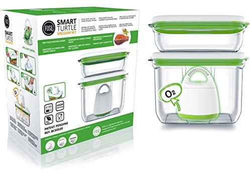 PACK BARCELONA STARTER KIT FOSA avec la pompe sous vide intelligente sans fil TURTLE incluse, 2 récipients sous vide FOSA de 1000 ml et 2300 ml