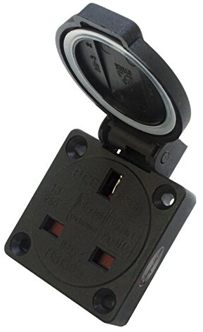 PCE 13Amp Black Socket Outlet (British Standard) 2P+E 230V IP54 (1020-5S)