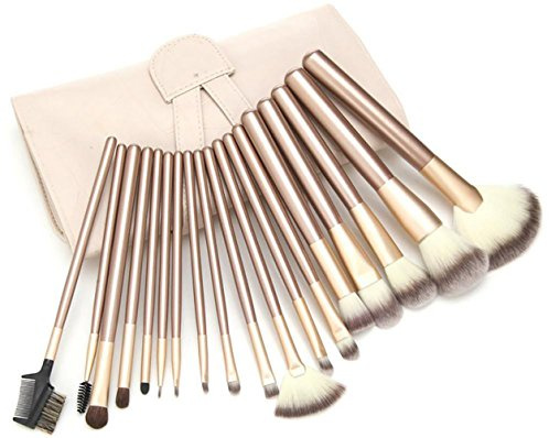 Zoë Ayla 24-Stück Bilden Bürste einstellen mit Vegan Leder Lager Tasche, Beige, 440 g