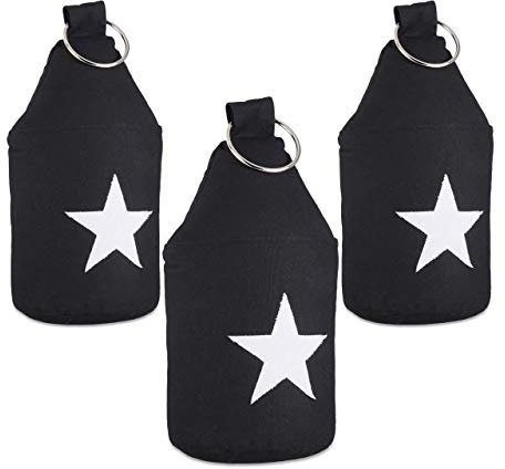 Relaxdays 3er Set Türstopper Stern, Türpuffer Stoff, Türsack Boden, extra hoch, mit Griff, dekorativ, HxD: 23 x 11 cm, schwarz