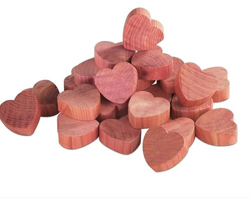 WENKO Schrankduft-Herzen 25-teilig - Frischeduft im Kleiderschrank, Holz, 2.6 x 1 x 2.6 cm, Rot