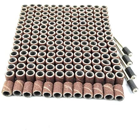 Merryland Schleifhülse für Dremel 184 Stück, Schleifband 120# 6,5 X 13 mm 180 Stück und Schleifwalze 4 Stück, SchleifenBand für Maniküre Pediküre, Mini Drehwerkzeug Zubehör Elektrowerkzeuge, RMTA184C4