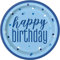 Unique Party 83597 Blue Birthday Round Dinner Plates, 9 Disposable | 8 Pcs, Happy, 8 Count (Pack of 1)
