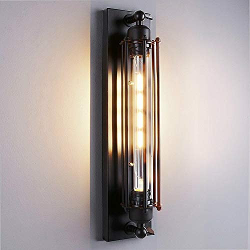 TOHMLAPE LED Wandlampen Innen Drahtkäfig Edison Vintage Retro Metall Cafés Antike Wandleuchter Tube-Käfig Loft Beleuchtung warmweiß (7W LED)
