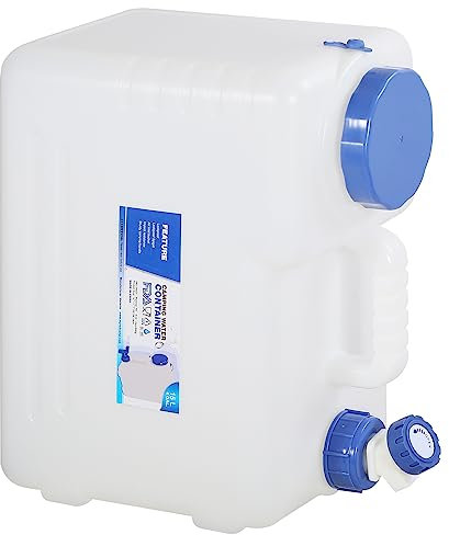 REDCAMP 15Liter Plastic Camping Water Container with Tap, Portable Water Bottle Carrier with Spigot for Camping Hiking Outdoor (White-15L)