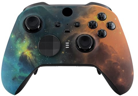 eXtremeRate Carcasa para Xbox One Elite Controlador, Accesorios Reemplazo Kit, Funda Protectora Placa Frontal con Anillos de Joystick para Xbox One Elite Series 2 Modelo 1797 - Universo Estrella