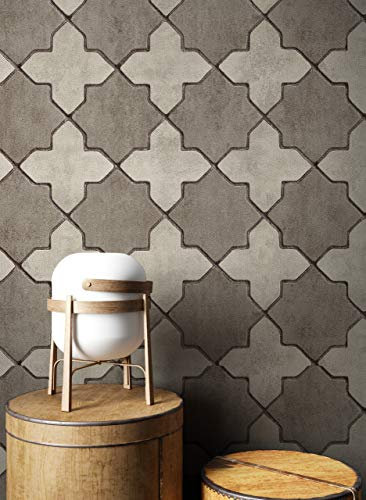 NEWROOM Tapete Grau Vliestapete Fliesen - Fliesenoptik Modern Anthrazit Schwarz Mosaik Stein Mustertapete Grafisch Marokkanisch inkl. Tapezier-Ratgeber