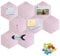 Fovasen Hexagon Felt Tiles Board Pink Cork Board for Kids, Coloured Notice Boards for Wall Kitchen Office Classroom Wall Decor with 30 Push Pins - 8 Pcs, Pink