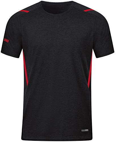 JAKO Herren T-Shirt Challenge, Schwarz-Meliert/Rot, 4XL