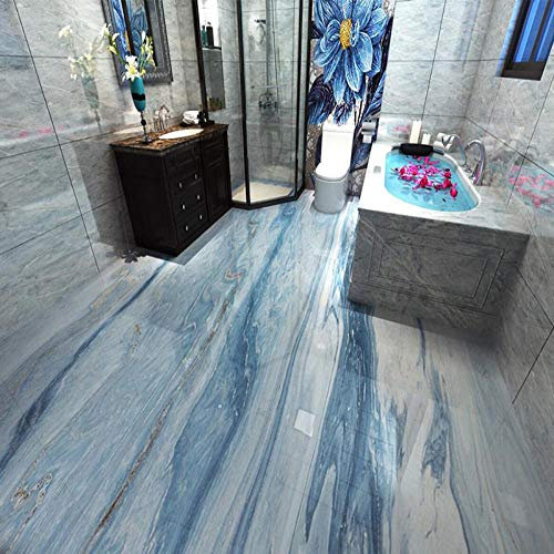 PVC selbstklebende wasserdichte Wandtapete Moderne einfache blaue Marmor 3D Bodenfliesen Tapeten Badezimmer Küche 3 D Home Decor-400 * 280cm