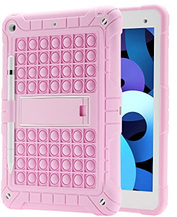 XZC iPad 9/8/7 Generation Hülle (10.2 Zoll 2021/2020/2019) Push Pop Stoßfest Fallschutz Cover Mit Stifthalter Kickstand Schultergurt (Rosa)