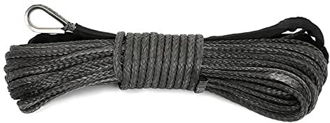 Tiardey 1/4 x 50' 7700LBs Corda Sintetica per Verricello con Guaina - Nera