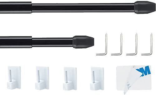 2 Stücks Scheibengardinenstange,Fenstergardinenstangen, Vitragestangen für Store, Schrank, Fenster, Küche, DIY-Projekte (50-85CM, Schwarz)