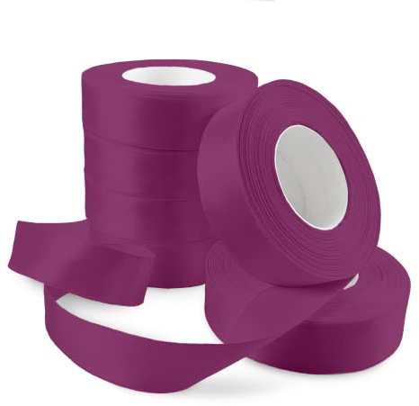 Netuno 6x Satinband Pflaume 25 mm x 32 m rotes Geschenkband Hochzeit Deko Stoffband Schleifen farbig zum Verpacken Dekoration Geschenke Schleifenband bunt Schleifenbänder Satinbänder silk ribbon