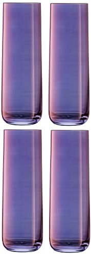 LSA International Aurora Highball 420ml Polar Violet | Set of 4 | Hand Painted Glassware | AR02