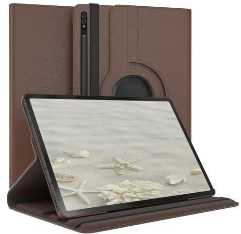 EAZY CASE - Funda para Samsung Galaxy Tab S8 Plus / S7 Plus Protectora Tablet Smart Cover Soporte Giratorio Estuche Plegable 360° rotativo con función Atril Cuero sintético Marrón
