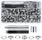 Cents matter 120 Sets Grommet Tool Kit, Grommets Eyelets Pliers Set, 10 mm Metal Washers Setting with Punch for Tarpaulin Leather Fabric Curtain Pool Cover, Silver, DCX-038