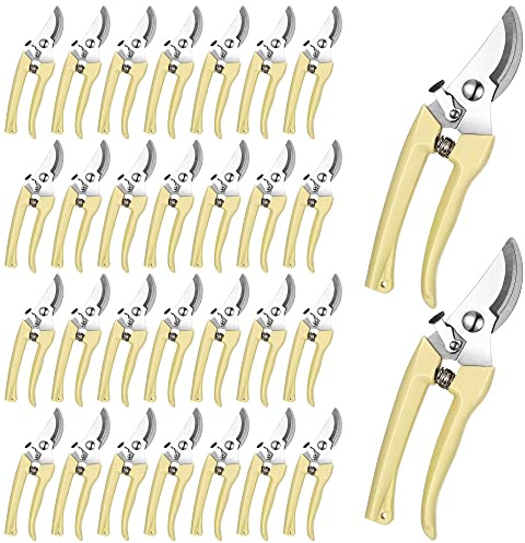 Chumia 30 Garden Flower Shears Pruning Scissors Heavy Duty Plant Scissors Trimming Garden Clippers Hand Tree Pruner for Yard Gardening Plants Hedge Flower Tree Cutting Secateurs (Beige)