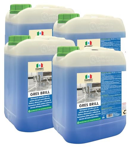 MARBEC GRES BRILL 5LTX4PZ Detergente specifico per la pulizia del gres porcellanato. Pulisce, disincrosta e rallenta la patina calcarea dovuta all'acqua domestica.