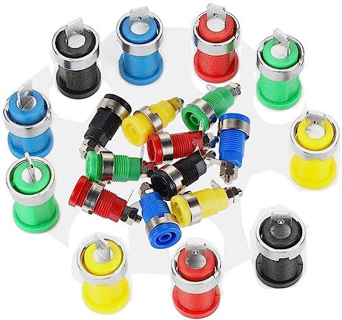 GTIWUNG 20 Stücke 4mm Bananenbuchse Klinkenbuchse Jack für Panel Montage Prüfspitzen, Einbaubuchse Bananenstecker Lautsprecher Stecker 4,0mm Sicherheitsbuchse, 2 Spezifikationen, je 10