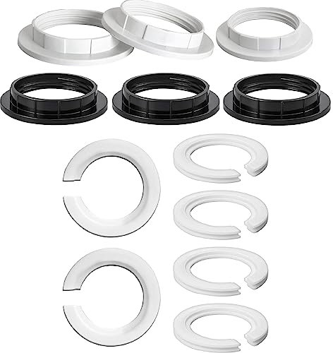 6 Stück E27 bis E14 Kunststoff Lampenschirm Ring Konverter, Reduzierring Adapter für Lampenschirm + 6 Stück E14 Schraubring für Lampenfassung, Hitzebeständige Gewinde Ring, Für Glühbirnen Installieren