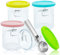 CUTIECLUB Creami Deluxe Tubs, 4 Ice Cream Pint Containers 24oz and Lids for Ninja Creami NC500UK NC501UK Series Deluxe ice Cream Makers, and Stainless Steel Ice Cream Scooper with Trigger Release Set