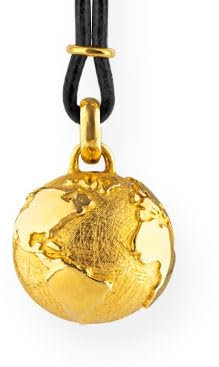 Heartbreaker Weltenbummler Anhänger mit Lederband I Edler Weltkugel-Anhänger aus goldplattiertem 925 Sterling Silber I Nickelfreier Globus-Charm in Goldschmiedequalität I LD WB 31-G