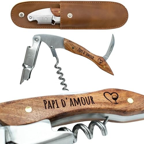 ERNESTINE - Corkscrew Papi Sommelier Stainless Steel Engraved Professional Father's Day and Christmas - Capsule Opener, Knife - Personalised Gift for Men - Bottle Opener Gift Idea Grandpa