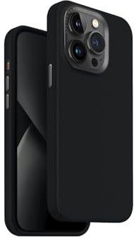 UNIQ Lyden iPhone 15 Pro Hülle (Solid Black) mit minimalistischer Kunstleder-Handyhülle mit MagSafe magnetischem Ladering