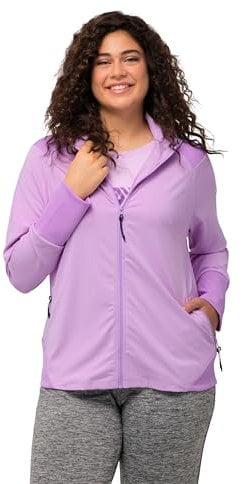 Ulla Popken Funktionssweatjacke Antibakteriell Maglione Cardigan, Lilla, 52-54 Donna
