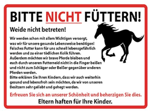 Blechschild 30x40 Bitte nicht füttern Pferde Wand Deko Cafe Sammler Geschenk