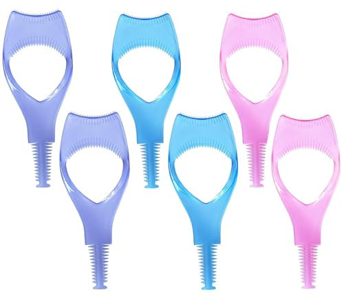 6 Pcs Eyelash Tool Set with Mascara Shield Guard, Portable Applicator, Reusable Shields (Two of Each Color)
