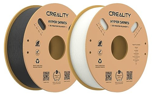 Creality Hyper PLA-Filament-Bundle 1,75 mm, 2 kg, für K1 Max/Ender 3 V3 SE/KE, 3D-Drucker-Filament PLA, entworfen für hohe Geschwindigkeit 30–600 mm/s, Maßgenauigkeit ± 0,03 mm, Weiß und Schwarz,