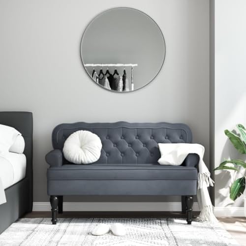 Festnight Sitzbank mit Rückenlehne Retro Sofabank mit Armlehne 2 Sitzer Sofa Polsterbank Loungesofa Küchensofa Flurbank Loungebank Esszimmerbank Essbank Stoffsofa Küchenbank Bank Küche Dunkelgrau