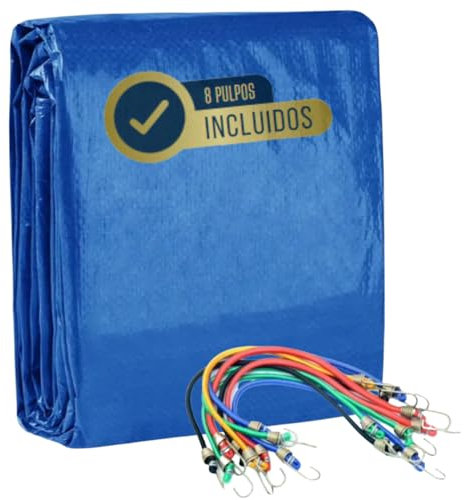 Lonas Impermeables Exterior 3x4m con 8 Pulpos Elásticos, Lona Impermeable Exterior Multiusos con Ojales, Toldo Impermeable - Cubre Muebles Jardín, Barbacoa, Leña, Aísla Humedad Suelo, Camping (3x4m)